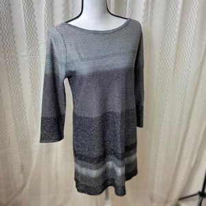 NWT WHBM metallic stripe gray black tunic M